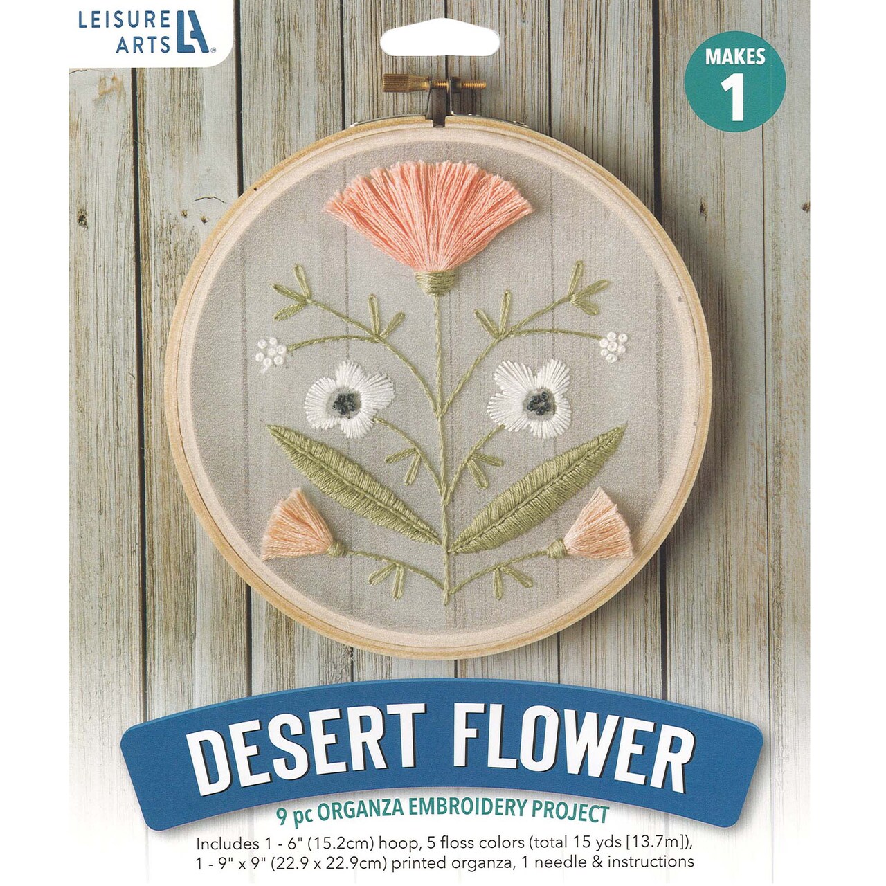 Leisure Arts Embroidery Kit 6" Desert Flower - Embroidery Kit For Beginners - For Adults Cross Stitch Kits Cross Stitch Kits Beginners Patterns